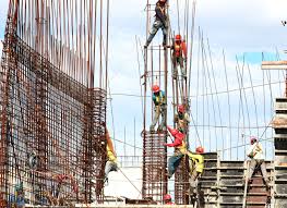 Technical and vocational learners completing practical construction training