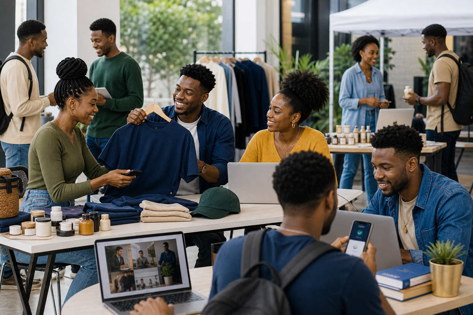Student entrepreneurs selling products and services on campus