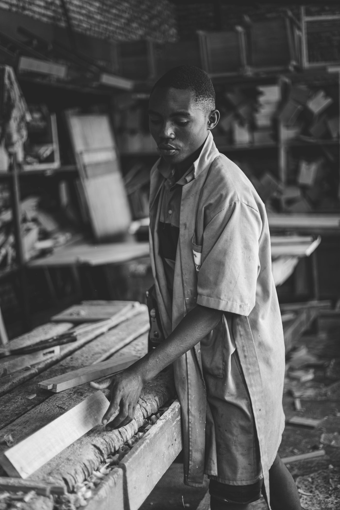 Young artisan developing practical vocational skills